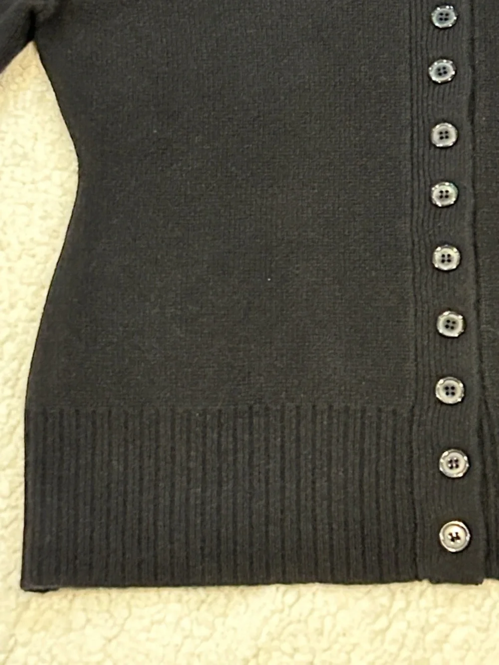 J. Crew Milano Stitch Cinched Waist Cardigan size Medium Black Wool Preppy